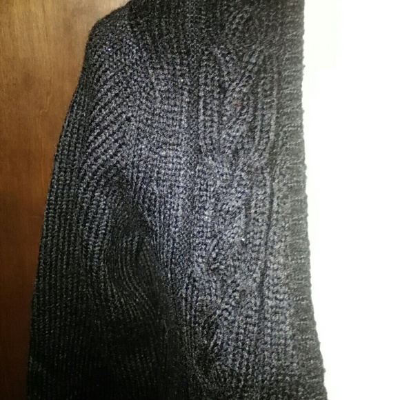 NWOT sexy black deep v neck cable sweater - Picture 2 of 3